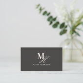 Moderne Elegante Monogram Luxe Foto QR Code Visitekaartje (Staand voorkant)