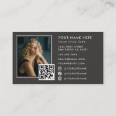 Moderne Elegante Monogram Luxe Foto QR Code Visitekaartje (Achterkant)
