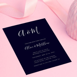 Moderne Elegante Monogram Marine Witte Bruiloft Kaart