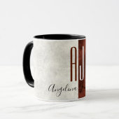 Moderne Elegante Monogram Marmer en Koper Koffie Mok (Voorkant links)