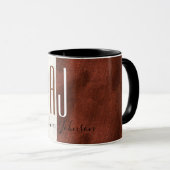 Moderne Elegante Monogram Marmer en Koper Koffie Mok (Voorkant rechts)