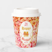 Moderne Elegante Monogram Naam 21e Verjaardagsfees Papieren Bekers (Achterkant)