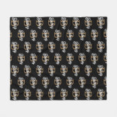 Moderne Elegante Monogram Naam  Zwarte Gouden Schr Fleece Deken (Voorkant (Horizontaal))