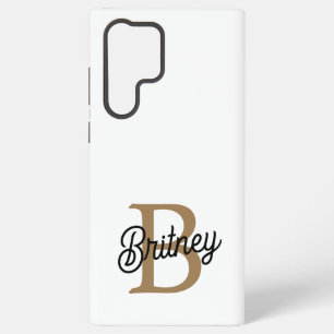 Moderne Elegante Monogram Naam Zwarte Gouden Schr Samsung Galaxy Hoesje