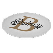 Moderne Elegante Monogram Naam  Zwarte Gouden Schr Snijplank (Hoek)