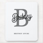 Moderne Elegante Monogram Naam  Zwarte Grijze Schr Muismat (Voorkant)