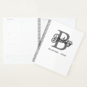 Moderne Elegante Monogram Naam  Zwarte Grijze Schr Planner (Display)
