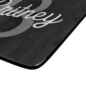 Moderne Elegante Monogram Naam Zwarte Grijze Schr Snijplank (Hoek)