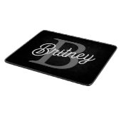 Moderne Elegante Monogram Naam Zwarte Grijze Schr Snijplank (Hoek)