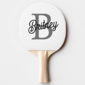 Moderne Elegante Monogram Naam  Zwarte Grijze Schr Tafeltennisbatje (Achterkant)