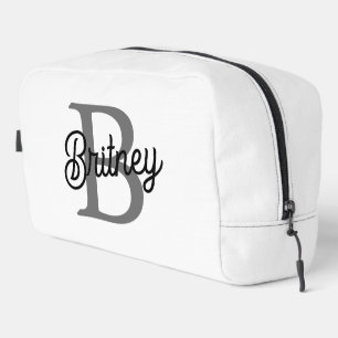 Moderne Elegante Monogram Naam Zwarte Grijze Schr Toilettasje