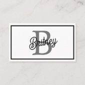 Moderne Elegante Monogram Naam  Zwarte Grijze Schr Visitekaartje (Voorkant)