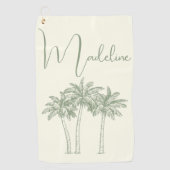 Moderne Elegante Monogram Palmboom Golfhanddoek (Voorkant)