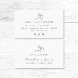 Moderne Elegante Monogram Pastellavendelvlinder Visitekaartje