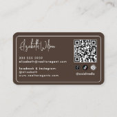 Moderne elegante monogram QR-code  Visitekaartje (Achterkant)