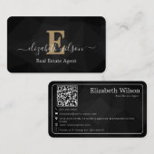 Moderne elegante monogram QR-code visitekaartjes (Voorkant / Achterkant)