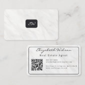 Moderne elegante monogram QR-code visitekaartjes (Voorkant / Achterkant)
