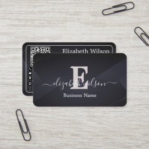 Moderne elegante monogram QR-code visitekaartjes