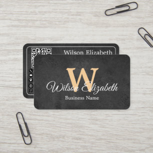 Moderne elegante monogram QR-code visitekaartjes