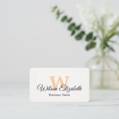 Moderne elegante monogram QR-code visitekaartjes (Staand voorkant)