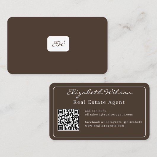 Moderne elegante monogram QR-code visitekaartjes (Voorkant / Achterkant)