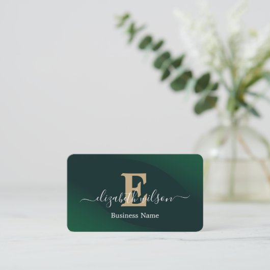 Moderne elegante monogram QR-code visitekaartjes (Staand voorkant)
