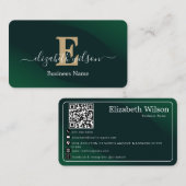 Moderne elegante monogram QR-code visitekaartjes (Voorkant / Achterkant)
