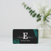 Moderne elegante monogram QR-code visitekaartjes (Staand voorkant)