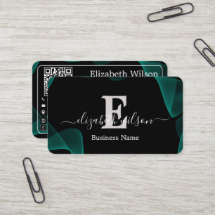 Moderne elegante monogram QR-code visitekaartjes