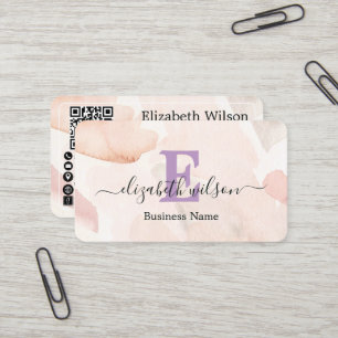 Moderne elegante monogram QR-code visitekaartjes