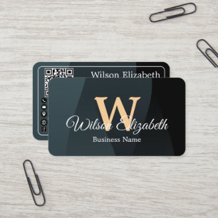 Moderne elegante monogram QR-code visitekaartjes
