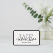 Moderne elegante monogram QR-code visitekaartjes (Staand voorkant)