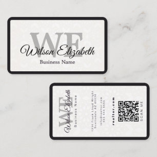 Moderne elegante monogram QR-code visitekaartjes