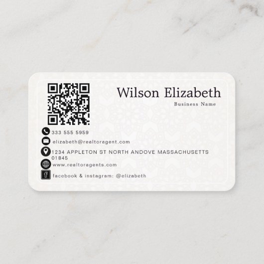 Moderne elegante monogram QR-code visitekaartjes (Achterkant)