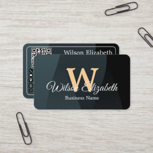 Moderne elegante monogram QR-code visitekaartjes