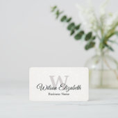 Moderne elegante monogram QR-code visitekaartjes (Staand voorkant)