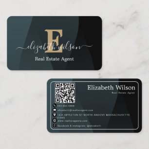 Moderne elegante monogram QR-code visitekaartjes
