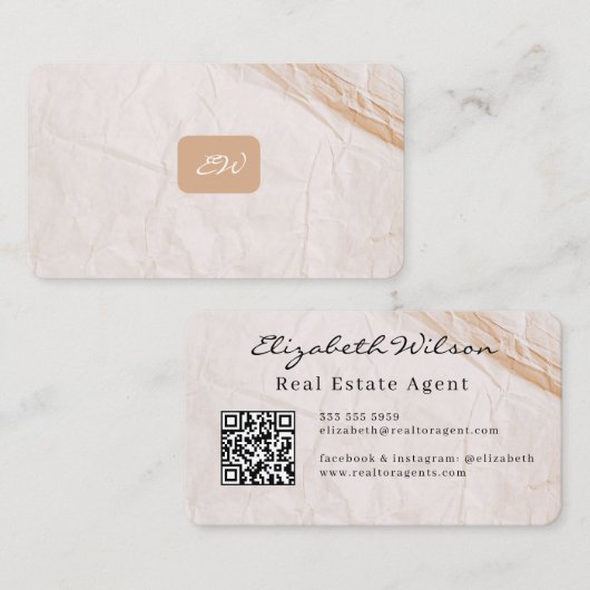Moderne elegante monogram QR-code visitekaartjes (Voorkant / Achterkant)