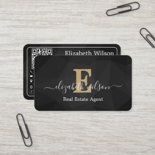 Moderne elegante monogram QR-code visitekaartjes