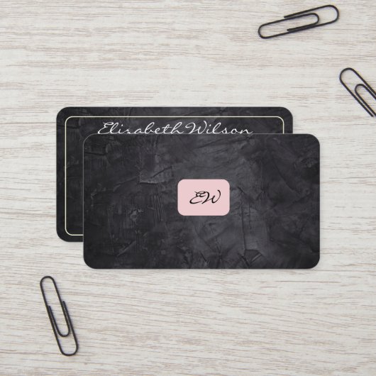 Moderne elegante monogram QR-code visitekaartjes (Voorkant / Achterkant in situ)