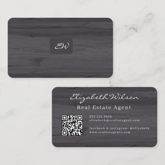 Moderne elegante monogram QR-code visitekaartjes (Voorkant / Achterkant)