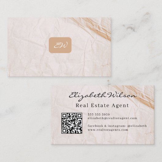 Moderne elegante monogram QR-code visitekaartjes (Voorkant / Achterkant)