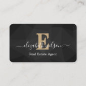 Moderne elegante monogram QR-code visitekaartjes (Voorkant)