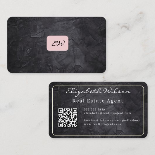 Moderne elegante monogram QR-code visitekaartjes (Voorkant / Achterkant)