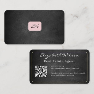 Moderne elegante monogram QR-code visitekaartjes