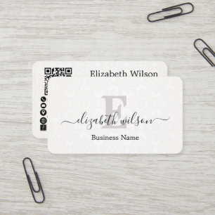 Moderne elegante monogram QR-code visitekaartjes
