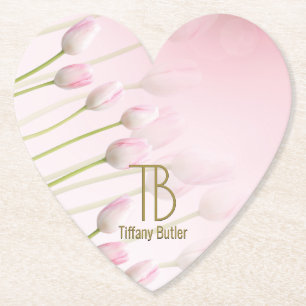 Moderne elegante monogram roze druppels kartonnen onderzetters