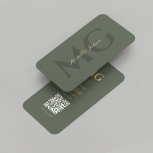 Moderne Elegante Monogram Sage Groene Advocaat Visitekaartje