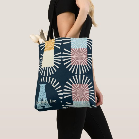 Moderne Elegante Monogram Schoudertas Tote Bag (Dichtbij)