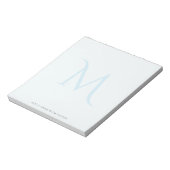 Moderne Elegante Monogram Vervaaagde Lichtblauw Notitieblok (Linkerzijde)